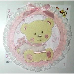 Baby Cockade Decoration - Pink Teddy Bear
